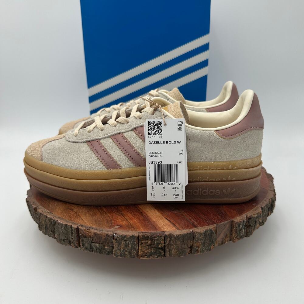 adidas Gazelle Bold W Beige and Pink Athletic Shoes